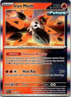 Pokemon TCG Iron Moth Scarlet & Violet Paradox Rift 028/182 Holo Rare Card NM - Image 1