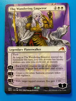 MTG 1x BORDERLESS The Wandering Emperor # 303 Kamigawa: Neon Dynasty Magic x1 NM - Image 1