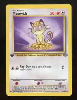 Pokemon Jungle MEOWTH 56/64 1st Edition - Image 1