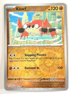 Klawf 090/159 Reverse Holo Journey Together Pokemon TCG Pack Fresh Near Mint NM - Image 1