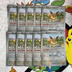 POKEMON DAY STAMPED PROMO - EEVEE 074/13 10 CARD LOT - PRISMATIC EVOLUTIONS LP - Image 1