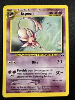 Espeon Neo Discovery TCG 1/75 Holo Unlimited Rare Card Pokemon English - Image 1