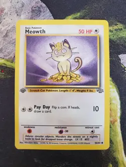 1x Meowth 56/64 Common 1st Edition - 1999 Jungle Pokemon Card LP - Image 1