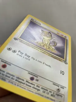 1ST EDITION Meowth Pokemon TCG Card Jungle Set No. 56/64 Vintage LP NM - Image 3