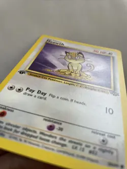 1ST EDITION Meowth Pokemon TCG Card Jungle Set No. 56/64 Vintage LP NM - Image 4