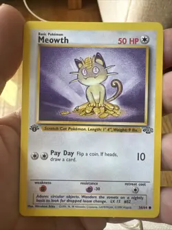 Pokemon TCG Meowth Jungle Card 56/64 1st Edition Regular LP - Image 1