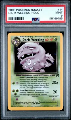 2000 POKEMON ROCKET #14 DARK WEEZING-HOLO PSA 9 - Image 1