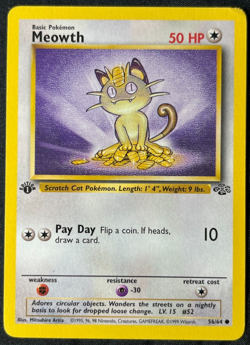 Pokemon TCG 1999 Meowth 56/64 1st Edition Jungle WotC Near Mint NM - Image 1