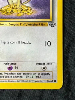 Pokemon TCG 1999 Meowth 56/64 1st Edition Jungle WotC Near Mint NM - Image 5