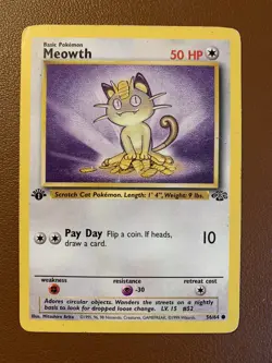 1999 Pokemon Meowth Jungle 56/64 UNLIMITED 1st Edition Common - EX - Image 1