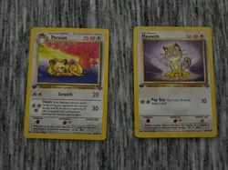 Pokemon Persian 42/64, Meowth 56/64 1st Edition Jungle LP - Image 1