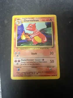 Pokemon TCG Charmeleon Base Set 24/102 Regular Unlimited Uncommon D14 - Image 1