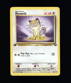 1st Edition MEOWTH JUNGLE 56/64 POKEMON NINTENDO TCG - Image 1