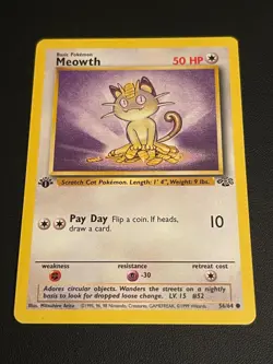 POKEMON TCG MEOWTH 1ST EDITION 56/64 JUNGLE NM!! - Image 1