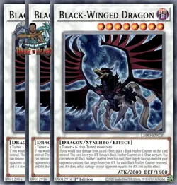 Yugioh! 3x Black-Winged Dragon L5DD-ENC30 Common 1st Ed NM - Image 1