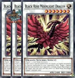 Yugioh! 3x Black Rose Moonlight Dragon L5DD-ENA28 Common 1st Ed NM - Image 1