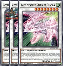 Yugioh! 3x Accel Synchro Stardust Dragon L5DD-ENY37 Common 1st Ed NM - Image 1