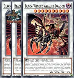 Yugioh! 3x Black-Winged Assault Dragon L5DD-ENC33 Common 1st Ed NM - Image 1