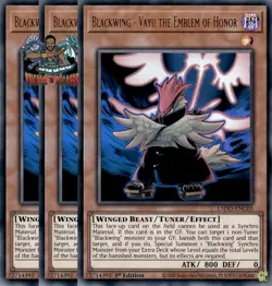 Yugioh! 3x Blackwing - Vayu the Emblem of Honor L5DD-ENC03 Ultra Rare 1st Ed NM - Image 1