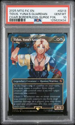 MTG Final Fantasy Tidus, Yuna's Guardian Borderless 213 Surge Foil PSA 10 GEM MT - Image 1