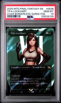 2025 MTG FINAL FANTASY CHARACTER BORDERLESS-SURGE FOIL TIFA LOCKHART PSA 10 - Image 1