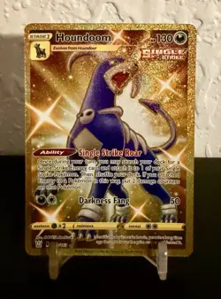 Pokemon Houndoom Secret Rare SWSH05: Battle Styles 179/163 NM Gold Holo - Image 1