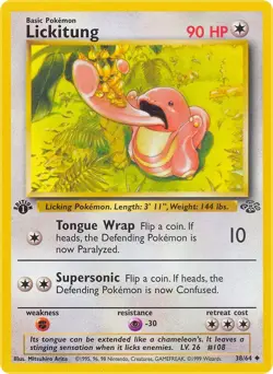 Lickitung 38/64 Uncommon Jungle 1st Edition Non Holo Pokemon Card - Image 1