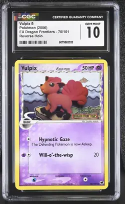 CGC 10 Vulpix EX Dragon Frontiers 70/101 Reverse Holo STAMPED Pokemon Card - Image 1