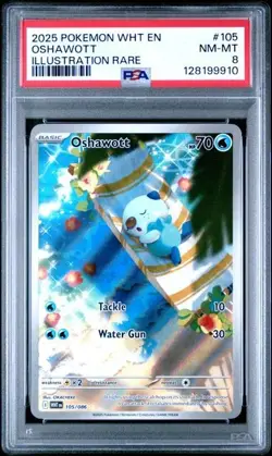 2025 POKEMON WHT EN-WHITE FLARE ILLUSTRATION RARE 105 - OSHAWOTT 105/086 - PSA 8 - Image 1