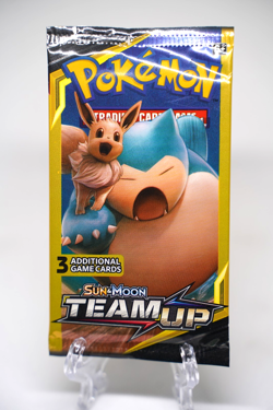 Pokemon TCG Team Up Mini Booster Pack 3 Card Snorlax Eevee Art Factory Sealed - Image 1