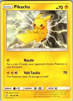 Pokemon | SM - Cosmic Eclipse | Pikachu | 66/236 | Normal | NM - Image 1
