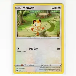 Pokemon TCG Meowth 199/264 Swsh08: Fusion Strike Regular Common Card EN-NM 2021 - Image 1