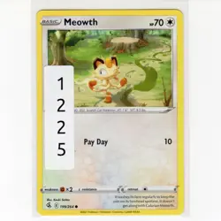 Pokemon TCG Meowth 199/264 Swsh08: Fusion Strike Regular Common Card EN-NM 2021 - Image 3
