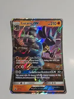 Pokemon - Lucario GX Holo Black Star Promo Card SM100 Nm JUMBO - Image 1