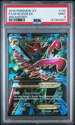 2016 POKEMON XY BREAKPOINT #120 FULL ART/M SCIZOR EX PSA 9 - Image 1