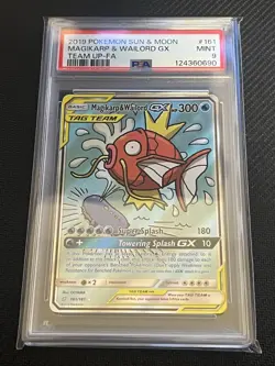 2019 POKEMON SUN & MOON TEAM UP #161 FULL ART/MAGIKARP & WAILORD GX PSA 9 - Image 1