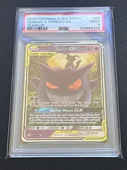 2019 Pokemon Sun & Moon Gengar Mimikyu GX Team Up Tag Team #53/181 PSA 9 Mint - Image 1