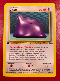 Ditto 18/62 Fossil Regular First Edition Pokemon Card - Image 1