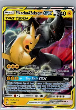 Pikachu & Zekrom GX 33/181 SM - Team Up - Pokemon Card - LP - Image 1