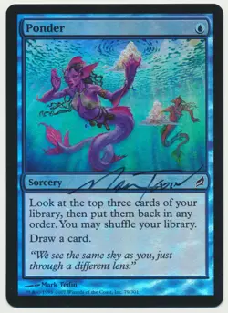MTG Magic the Gathering Lorwyn SIGNED Mark Tedin Auto FOIL Ponder LP Light Play! - Image 1