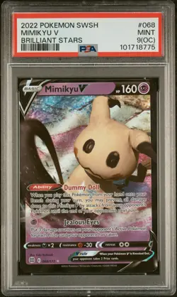 PSA 9(OC) 2022 Pokemon SWSH Mimikyu V Brilliant Stars #068 Mint Rare Basic POP 1 - Image 1