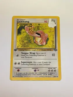 1st Edition Lickitung 38/64 Jungle Common Pokemon TCG Vintage WotC 1999 MP - Image 1