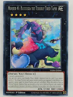Yu Gi Oh - VASM-EN044 Number 41: Bagooska The Terribly Tired Tapir - Rare - Image 1