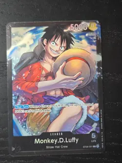 Monkey.D.Luffy (ST08-001) Mint Condition Foil One Piece Leader Card - Image 1