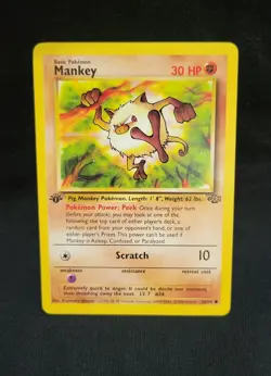 MANKEY 55/64 1st Edition Jungle RARE Vintage WOTC Pokemon Card NM - Image 1