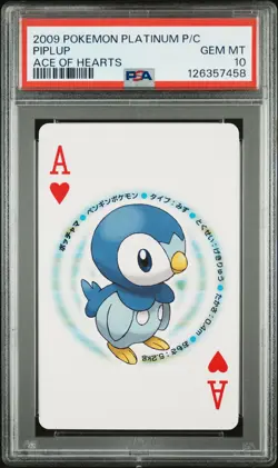 2009 POKEMON PLATINUM VERSION PLAYING CARDS ACE OF HEARTS PIPLUP PSA 10 - Image 1