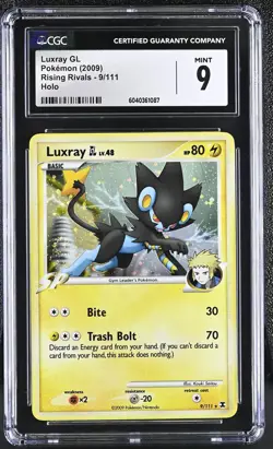 CGC 9 MINT Luxray GL 2009 Rising Rivals 9/111 Holo Pokemon Card - Image 1