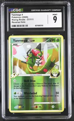 CGC 9 MINT Yanmega 4 2009 Rising Rivals 37/111 Reverse Holo Pokemon Card - Image 1