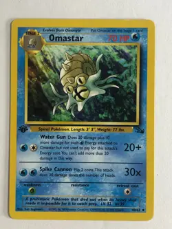 Pokemon TCG 1st Edition Fossil Set Omastar 40/62 Near Mint - Image 1