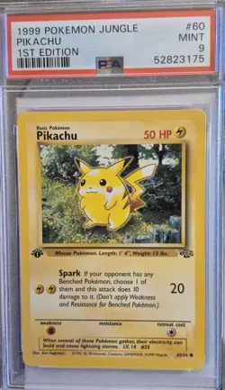 1999 English Pokemon 1st Edition JUNGLE PSA 9 Mint PIKACHU 60/64 - Image 1
